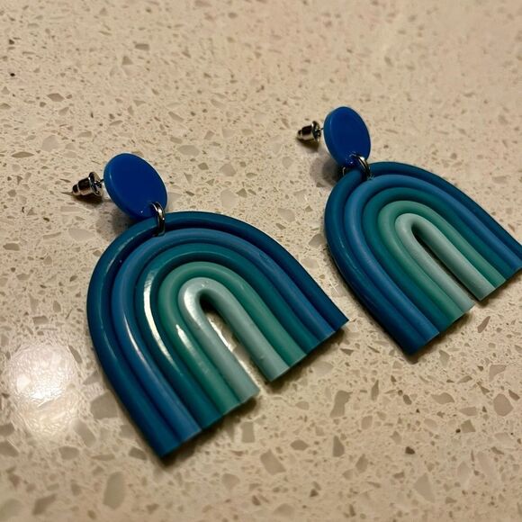 Rainbow Soft Clay Cute Earrings, Sweet Girly Geometric Cartoon Dopamine - Picture 4 of 9